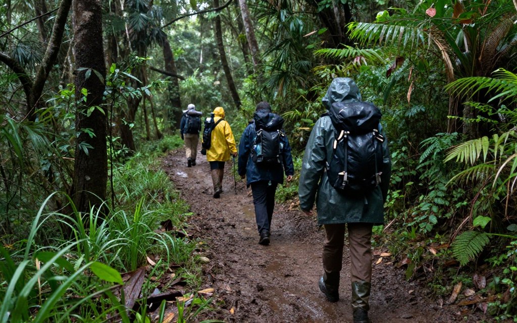 Rainy season trail in Bwindi impenetrable forest